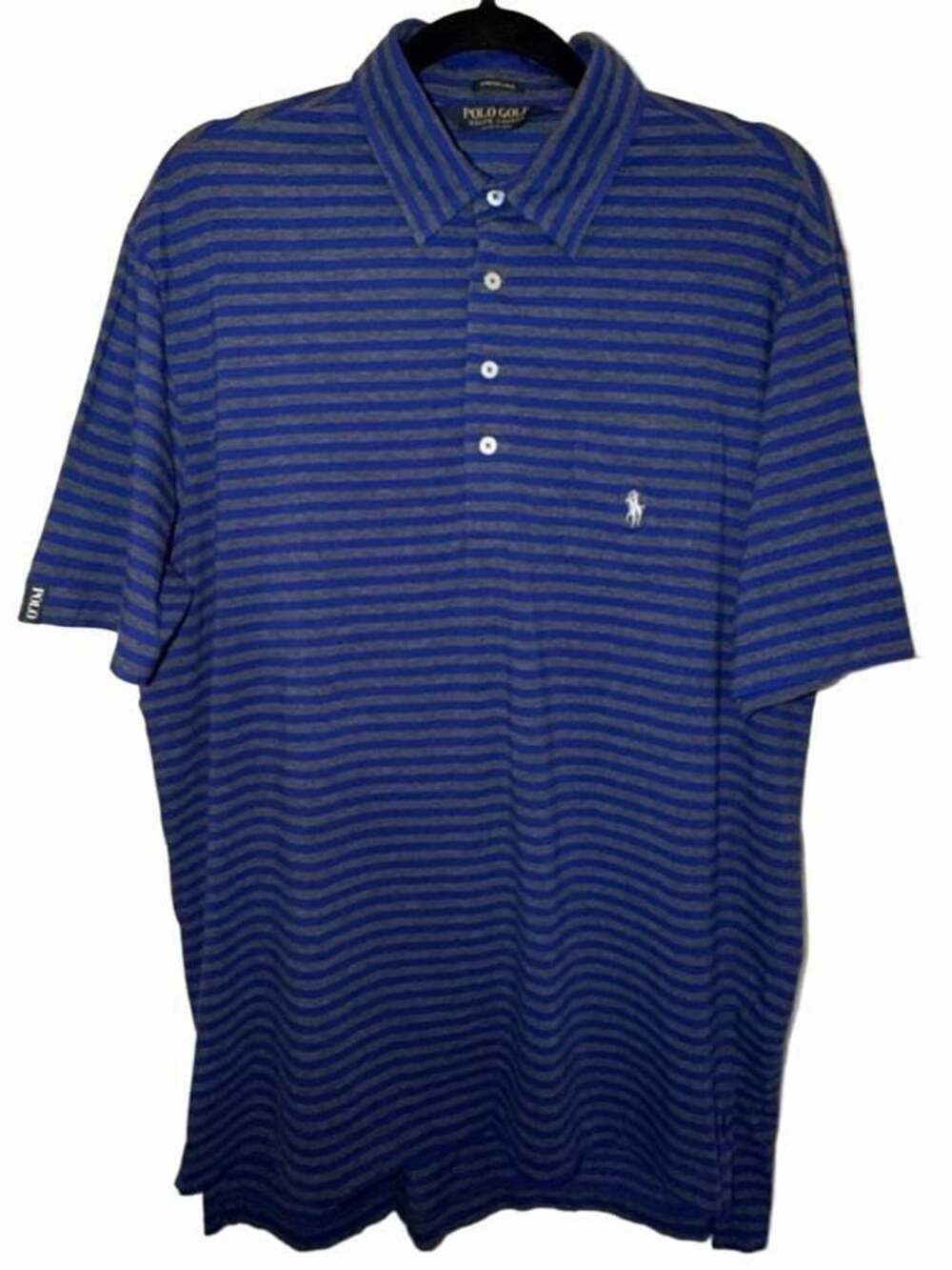 Polo Golf Ralph Lauren Blue and Grey Striped Short Sleeve Polo Shirt